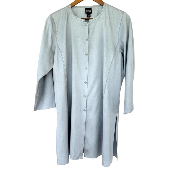 Eileen Fisher tunic top with crew neckline and 3/4 length sleeves,  in 💯 silk - Picture 2 of 16